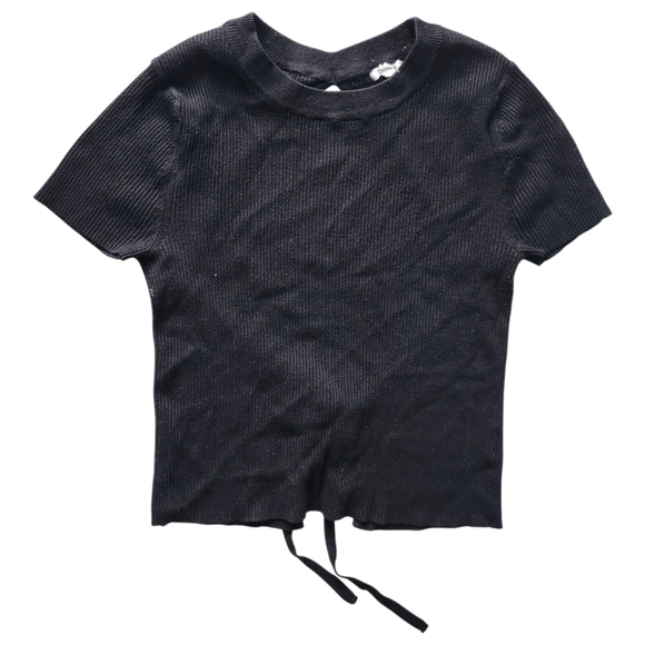 Garage Black Ribbed Open Back Crop Top - Picture 2 of 2